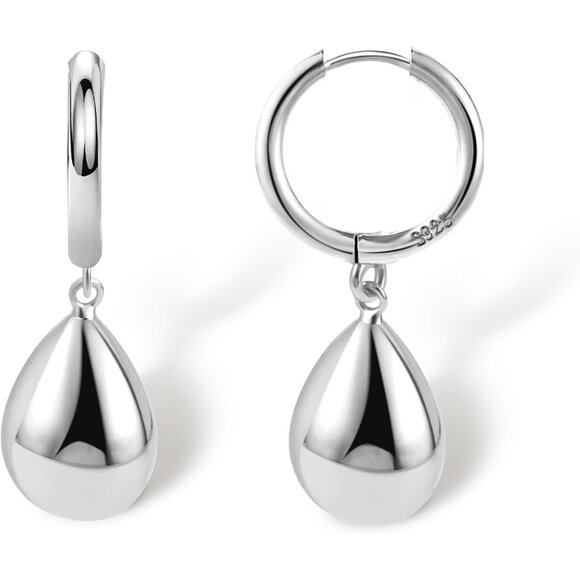 925 Sterling Silver  Dainty Teardrop Dangle Leverback Trendy Earrings for Women - Picture 1 of 7